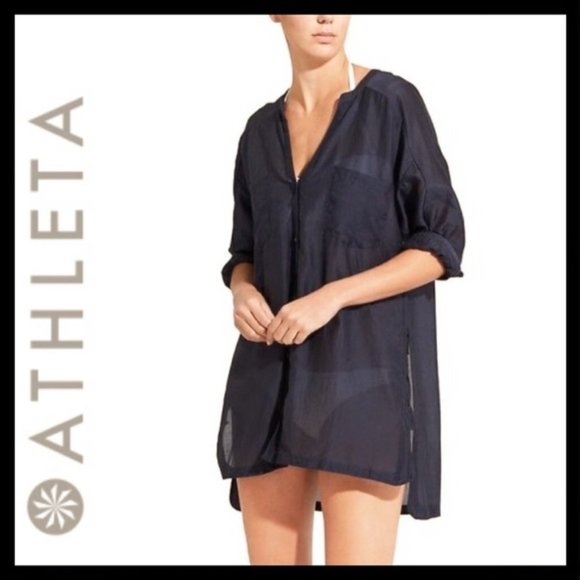 Athleta Other - athleta kaftan black button down cover up